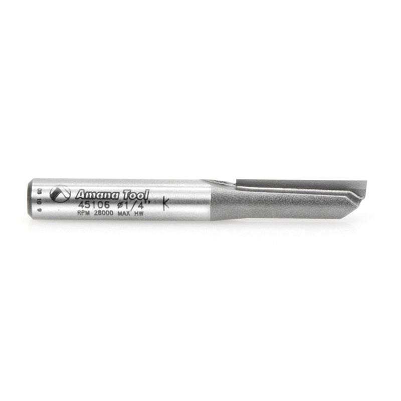 Amana Tool. Straight Plunge Router Bit | Single Flute | 1⁄4 Dia x 3⁄4 x 1⁄4" Shank | 45106 