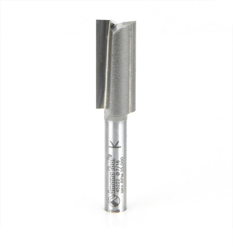 Amana Tool. Straight Plunge Router Bit | 2 Flute | Various Dia x 1"x 1⁄4 Shank | 45222 