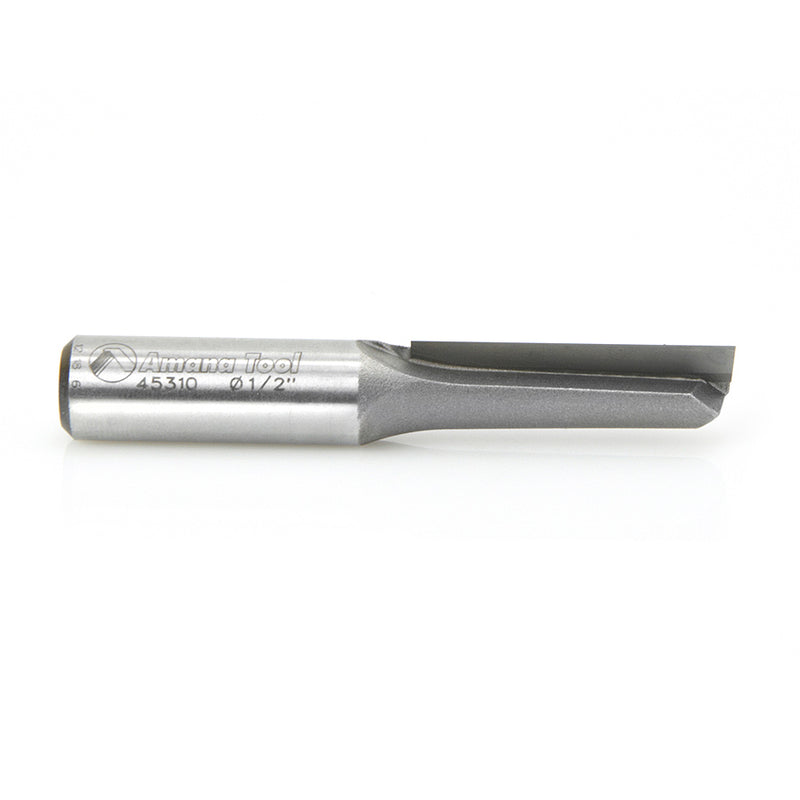 Amana Tool. Straight Plunge Router Bit | Single Flute | 1⁄2 Dia x 1 1⁄2 x 1⁄2" Shank | 45310 