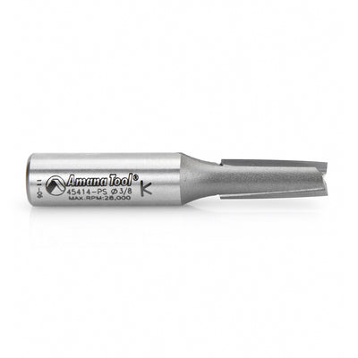 Amana Tool. Straight Plunge Router Bit | 2 Flute | 3⁄8 Dia x 1" x 1⁄2 Shank | 45414-PS 