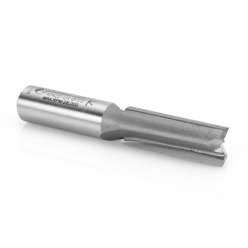 Amana Tool. Left Hand Straight Plunge Router Bit | 2 Flute | 1⁄2 Dia x 1 1⁄2 x 1⁄2" Shank | 45422-LH 