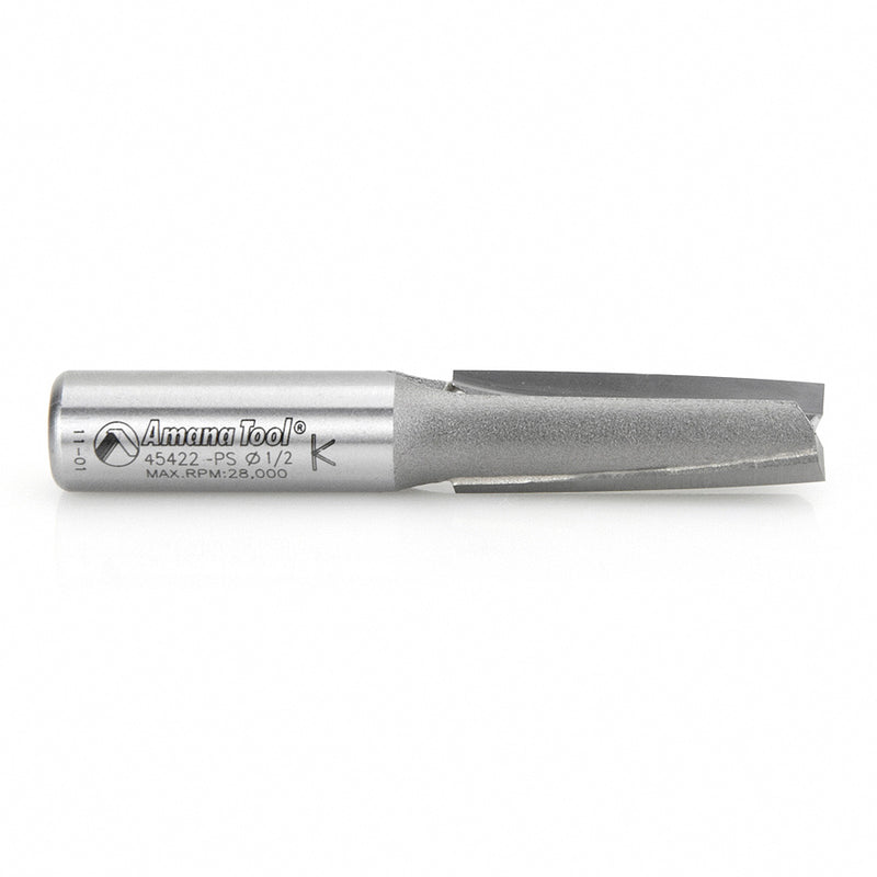 Amana Tool. 3° Production Shear Straight Plunge Router Bit | 2 Flute | 1⁄2 Dia x 1 1⁄2 x 1⁄2" Shank | 45422-PS 