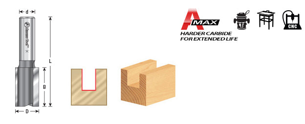 Amana Tool. Straight Plunge Router Bit | 2 Flute | Various Dia x 1 1⁄4 x 1⁄2" Shank | 45440 