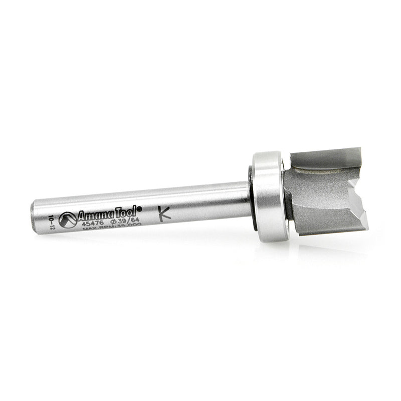 Amana Tool. Flush Trim Plunge Router Bit | .615 Dia x 1⁄2 x 3⁄8"Shank with Upper BB | 45476 