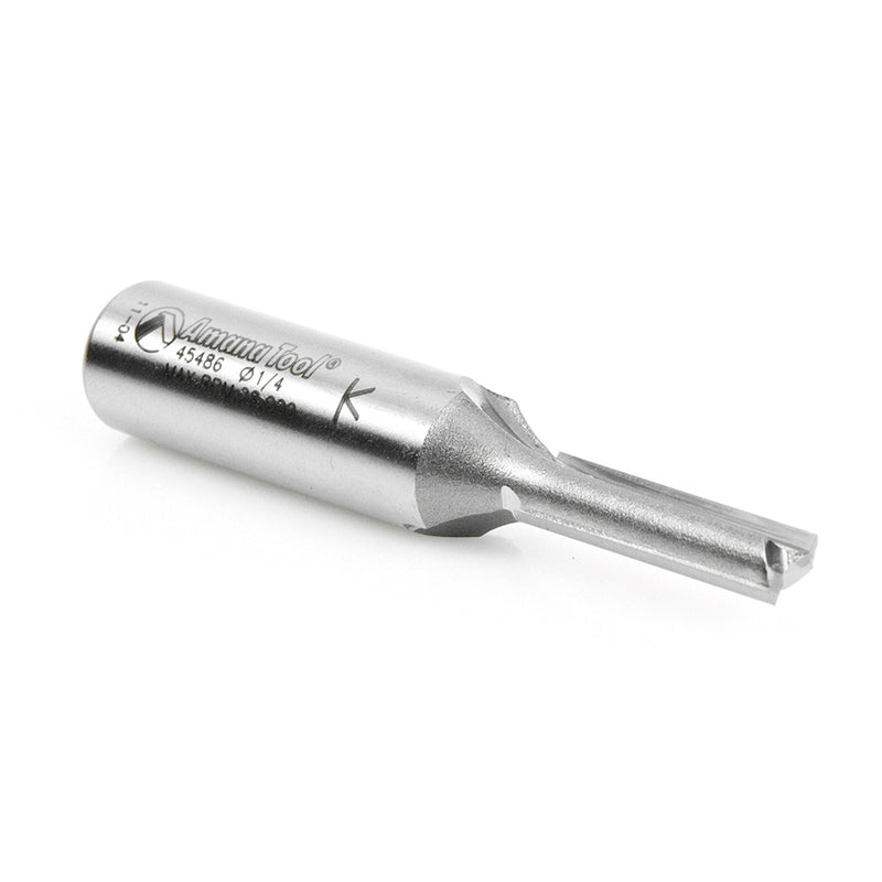 Amana Tool. Straight Plunge Router Bit | 2 Flute | 1⁄4 Dia x 1" x 1⁄2 Shank | 45486 