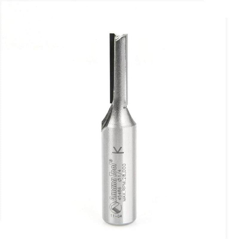 Amana Tool. Straight Plunge Router Bit | 2 Flute | 1⁄4 Dia x 1" x 1⁄2 Shank | 45486 
