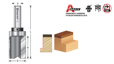 Amana Tool. Flush Trim Plunge Router Bit | Various Dia x 3⁄4 x 1⁄4 Shank with Upper BB | 45491 