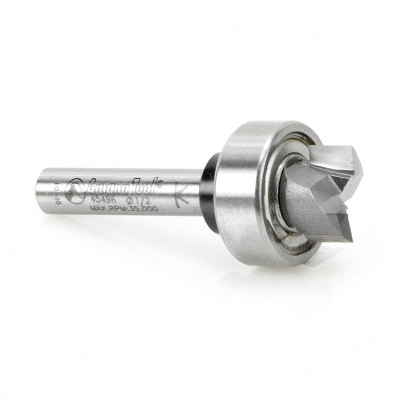 Amana Tool. Flush Trim Plunge Router Bit | 1⁄2 Dia x 1⁄4 x 1⁄4"Shank with Upper BB | 45496 