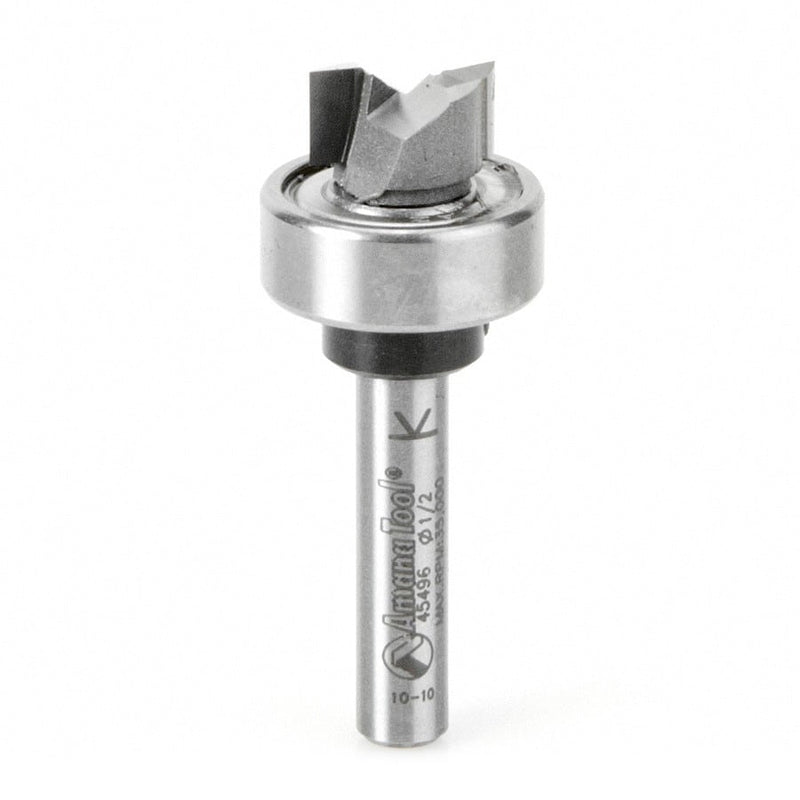 Amana Tool. Flush Trim Plunge Router Bit | 1⁄2 Dia x 1⁄4 x 1⁄4"Shank with Upper BB | 45496 