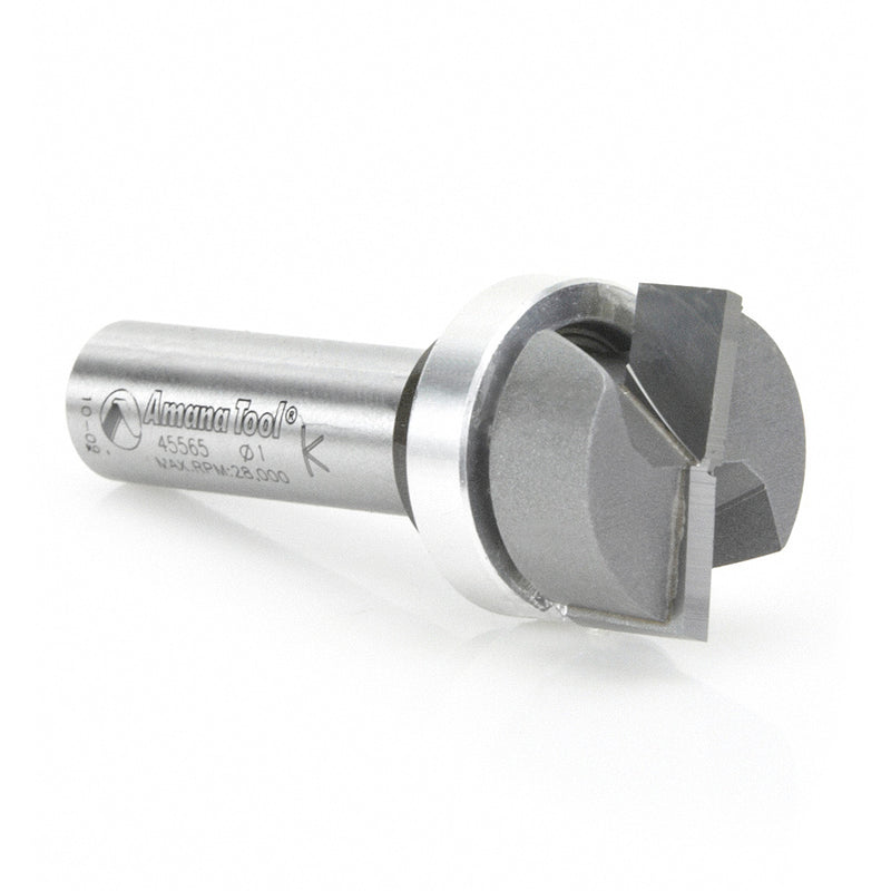 Amana Tool. Bottom Cleaning Router Bit | 2 Flute | Various Dia x 7⁄16 x 1⁄2" Shank with Upper BB | 45565 