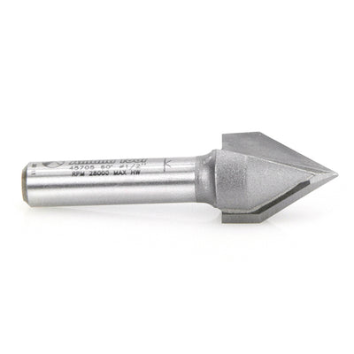 Amana Tool. V Groove Router Bit | 60°x 1⁄2 Dia x 5⁄8 x 1⁄4" Shank | 45705 