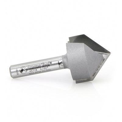 Amana Tool. V Groove Router Bit | 90°x 7⁄8 Dia x 5⁄8 x 1⁄4" Shank | 45718 