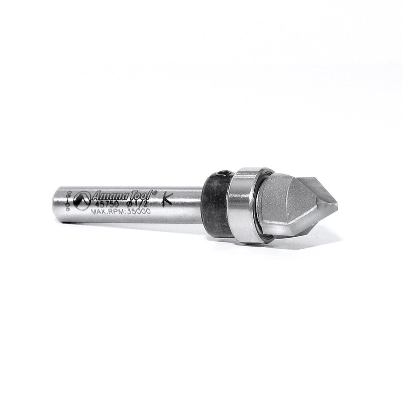 Amana Tool. V Groove Router Bit | 90°x 1⁄2 Dia x 1⁄2 x 1⁄4" Shank | 45750 