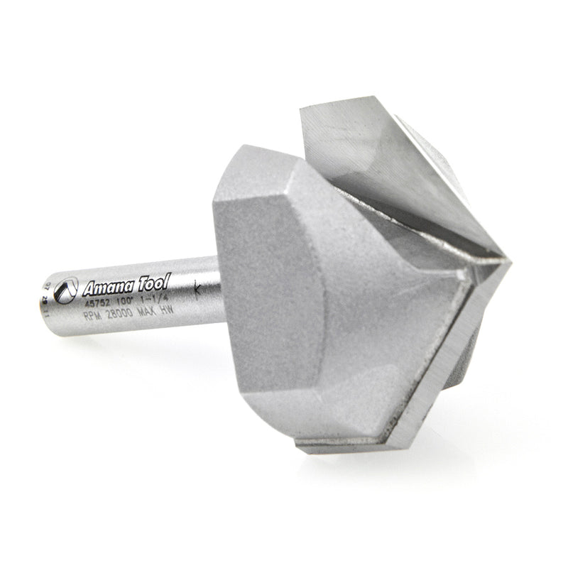 Amana Tool. V Groove Router Bit | 100°x 1 1⁄4 Dia x 53⁄64 x 1⁄4" Shank | 45752