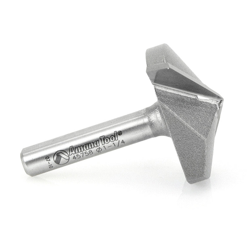 Amana Tool. V Groove Router Bit | 130°x 1 1⁄4 Dia x 31⁄64 x 1⁄4" Shank | 45758