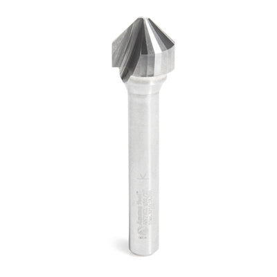 Amana Tool. Double Edge Folding 'V' Groove (TCM) Router Bit | 90°x 0.090 Tip x 1⁄2 Dia x 3⁄8 x 1⁄4" Shank | 45762 