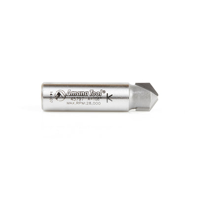 Amana Tool. Double Edge Folding 'V' Groove (ACM) Router Bit | 108°x 0.090 Tip x 3⁄8 x 1⁄2 Dia x 1⁄2" Shank | 45797 