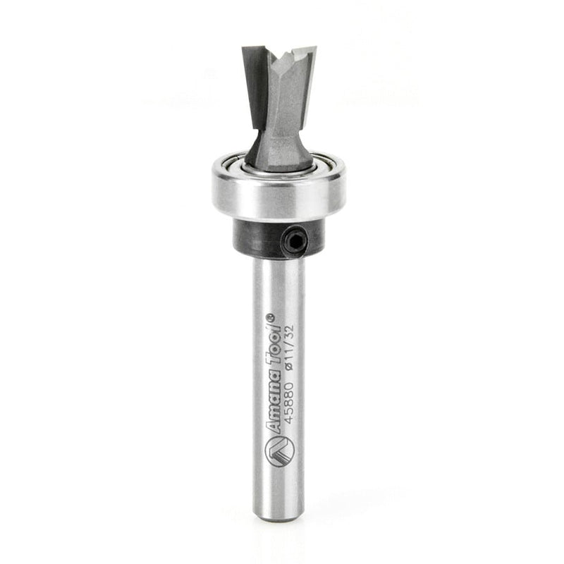 Amana Tool. Dovetail Router Bit | 7°x 11⁄32 Dia x 3⁄8 x 1⁄4" Shank with Upper BB | 45880 