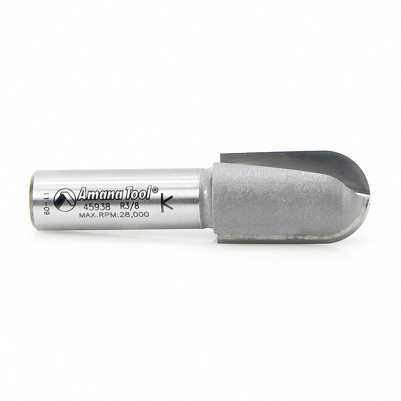 Amana Tool. Core Box Router Bit | 3⁄8 Radius x 3⁄4 Dia x 1 1⁄4 x 1⁄2"Shank | 45938 