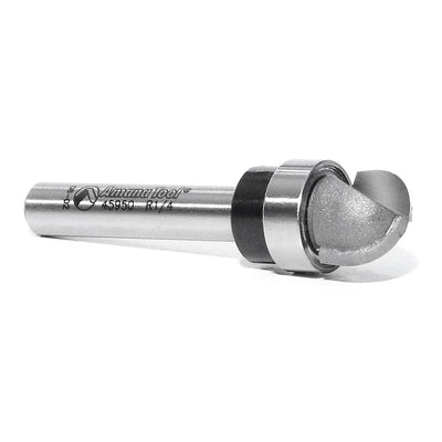 Amana Tool. Core Box Router Bit | 1⁄4 Radius x 1⁄2 Dia x 3⁄8 x 1⁄4"Shank with Upper BB | 45950 