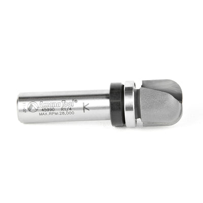 Amana Tool. Bowl & Tray Router Bit | 1⁄4 Radius x 3⁄4 Dia x 5⁄8 x 1⁄2"Shank with Upper BB | 45990