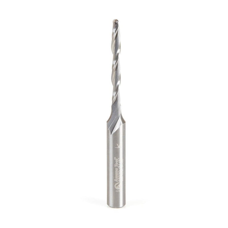 Amana Tool. Ball Nose Spiral CNC Router Bit | 1⁄8 Dia x 1 1⁄8 x 1⁄4 Shank x 2 1⁄2" Long | 46030 