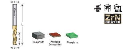 Amana Tool. Spiral Composite Down-Cut CNC Router Bit | 1⁄4 Dia x 3⁄4 x 1⁄4 Shank x 2 1⁄2" Long | 46097 
