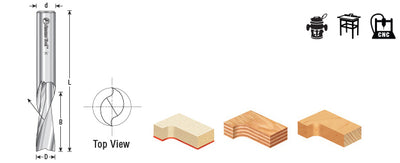 Amana Tool. Spiral Plunge Up-Cut CNC Router Bit | 1⁄2 Dia x 1 1⁄4 x 1⁄2" Shank | 46106 