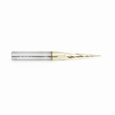 Amana Tool. Carving Tapered Ball Nose CNC Router Bit | 6.2° x 1⁄32 Dia x 1⁄64 Radius x 1 x 1⁄4 Shank x 3" Long | 46280-5  Units