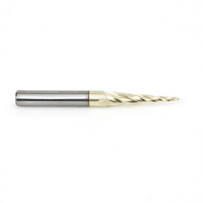 Amana Tool. Carving Tapered Ball Nose CNC Router Bit | 5.4° x 1⁄16 Dia x 1⁄32 Radius x 1 x 1⁄4 Shank x 3" Long | 46282-5 Units 