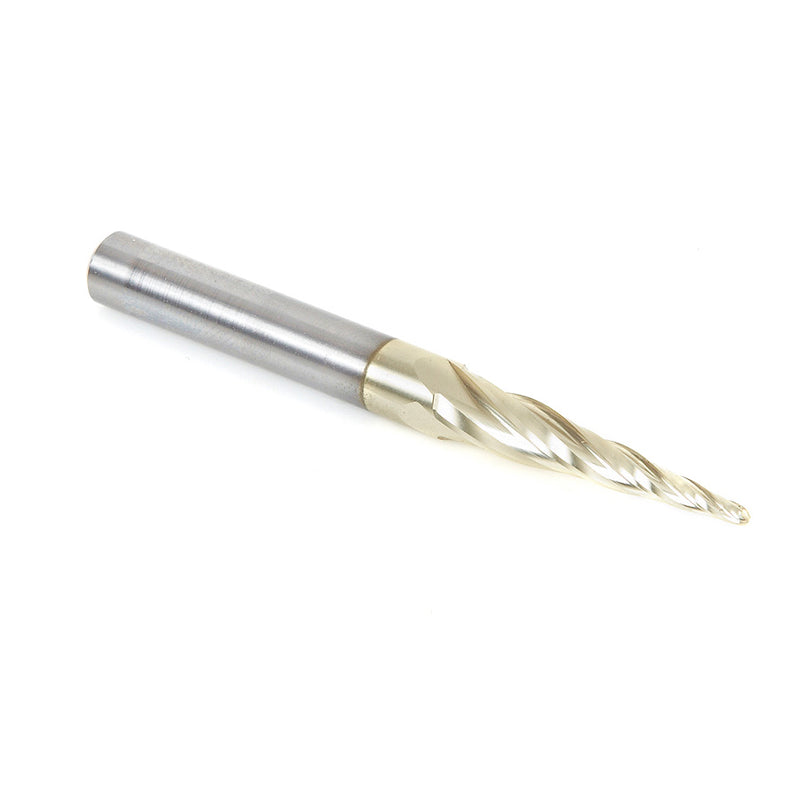 Amana Tool. Carving Tapered Ball Nose CNC Router Bit | 5.4° x 1⁄16 Dia x 1⁄32 Radius x 1 x 1⁄4 Shank x 3" Long | 46282-5 Units 