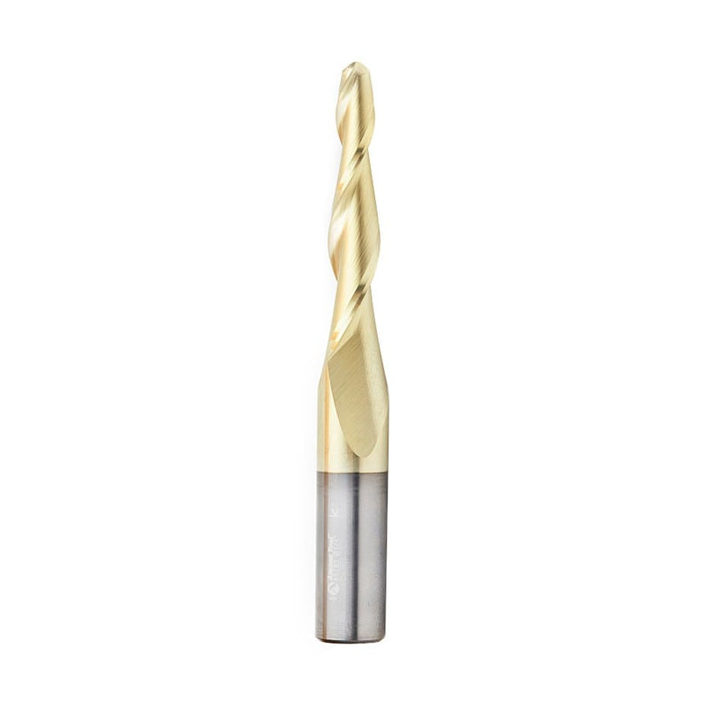 Amana Tool. Carving Tapered Ball Nose CNC Router Bit | 3° x 1⁄4 Dia x 1⁄8 Radius x 2 x 1⁄2 Shank x 4" Long | 46283