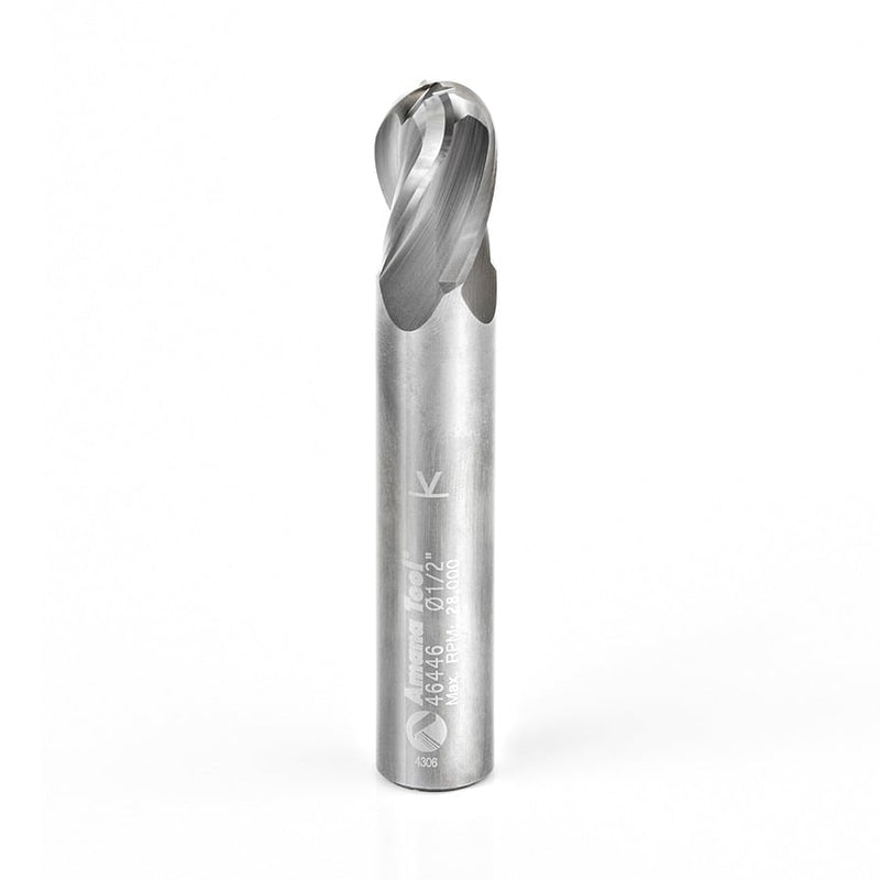 Amana Tool. Spiral Ball Nose CNC Router Bit | 1⁄4 Radius x 1⁄2 Dia x 3⁄4 x 1⁄2 Shank x 3" Long | 46446 