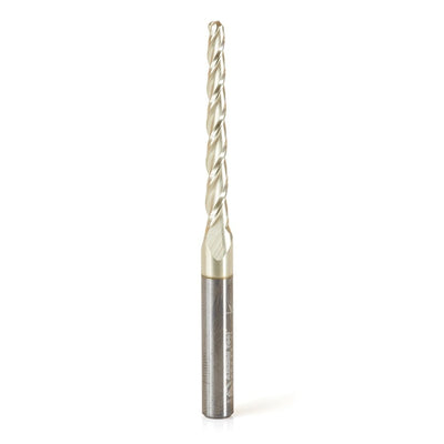 Amana Tool. Carving Tapered Ball Nose CNC Router Bit | 1° x 3.2 Dia x 1.6 Radius x 38 x 6 Shank x 75mm Long | 46474