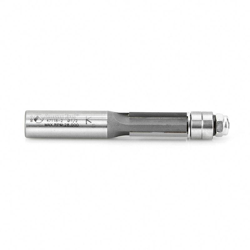 Amana Tool. Flush Trim Router Bit | 1⁄2 Dia x 1" x 1⁄2 Shank | 3 Flute | 47118-2 