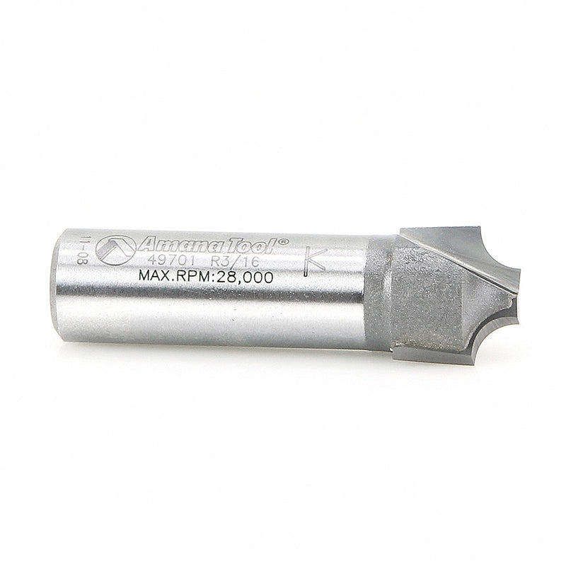 Amana Tool. Round Over Groove Router Bit | 3⁄16 Radius x .615 Dia x 1⁄2 x 1⁄2" Shank | 49701