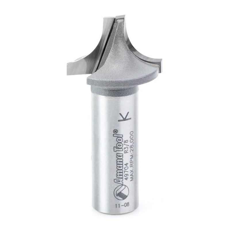 Amana Tool. Round Over Groove Router Bit | 3⁄8 Radius x 1" Dia x 5⁄8 x 1⁄2 Shank | 49704 