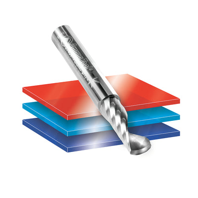 Amana Tool. Plastic Cutting Spiral 'O' Flute Router Bit | 3⁄8 Dia x 5⁄8 x 3⁄8 Shank x 2 1⁄2" Long Up-Cut | 51429 