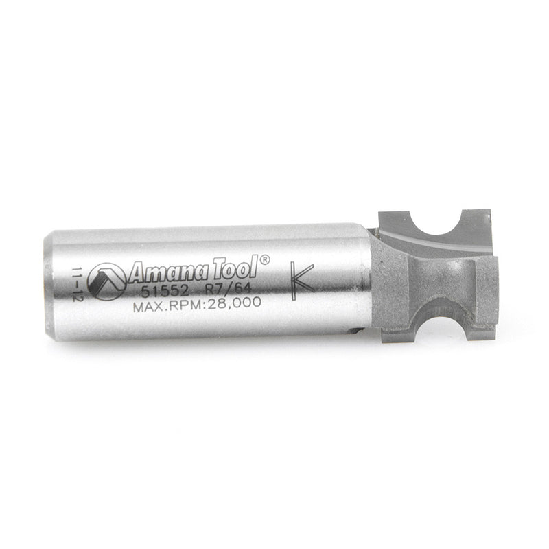 Amana Tool. Bullnose Router Bit | 7⁄64 Radius x 19⁄32 Dia x 1⁄2 x 1⁄2"Shank | 51552 