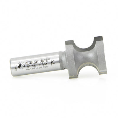 Amana Tool. Bullnose Router Bit | 17⁄64 Radius x 1 1⁄32 Dia x 1 x 1⁄2"Shank | 51558 