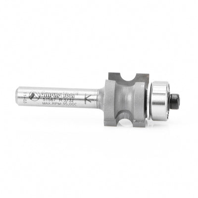 Amana Tool. Bullnose Router Bit | 7⁄64 Radius x 19⁄32 Dia x 1⁄2 x 1⁄4" Shank | 51567 