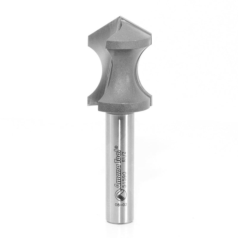 Amana Tool. Hand Grip Plunge Router Bit | 1⁄2 Radius x 45°x 1 1⁄8 Dia x 1 9⁄16 x 1⁄2"Shank | 51590 