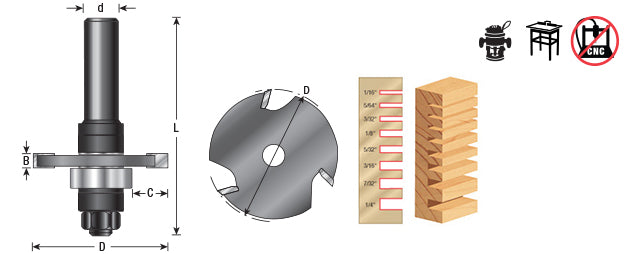 Amana Tool. Slotting Cutter Assembly | 1 7⁄8 Dia x 3⁄32 x 1⁄4 or 1⁄2" Shank | 53404-1 