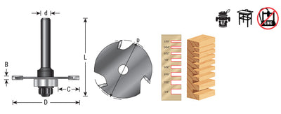 Amana Tool. Slotting Cutter Assembly | 1 7⁄8 Dia x 3⁄32 x 1⁄4 or 1⁄2" Shank | 53404 