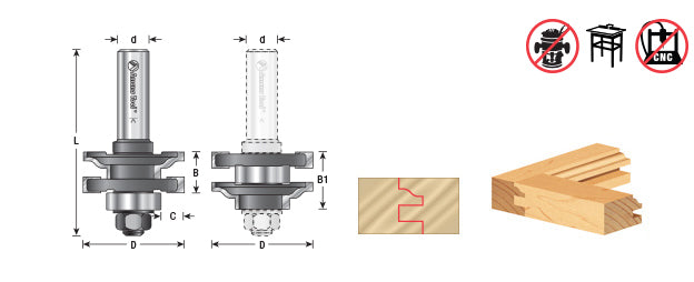 Amana Tool. Ogee Reversible Stile & Rail Router Bit | 1 5⁄8 Dia x 11⁄16 x 1⁄2" Shank | 55350 