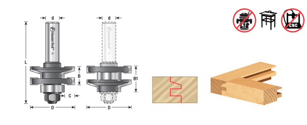 Amana Tool. Traditional Reversible Stile & Rail Router Bit | 1 5⁄8 Dia x 11⁄16 x 1⁄2" Shank | 55370 