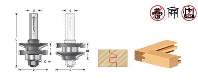 Amana Tool. Classical Reversible Stile & Rail Router Bit | 1 5⁄8 Dia x 11⁄16 x 1⁄2" Shank | 55380 