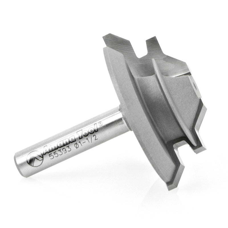 Amana Tool. Lock Miter Router Bit | 45°x 1 1⁄2 Dia x 1⁄2 x 1⁄4" Shank | 55393 