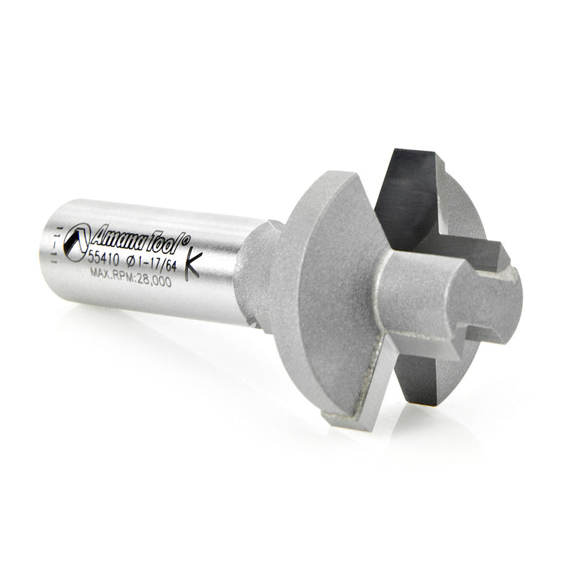 Amana Tool. Wedge Tongue & Groove Router Bit | 15°x 1 1⁄4 Dia x 1 1⁄4 x 1⁄2" Shank | 55410 