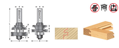 Amana Tool. Concave Stile & Rail Router Bit Set | 1 5⁄8 Dia x 11⁄16 x 5⁄32 Radius x 1⁄2" Shank | 55421 